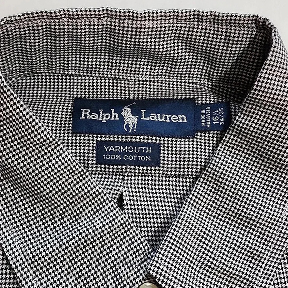 Men's Ralph Lauren Yarmouth Button Down Long Sleeve, Black, Size 16.5, PreOwned - Picture 5 of 7